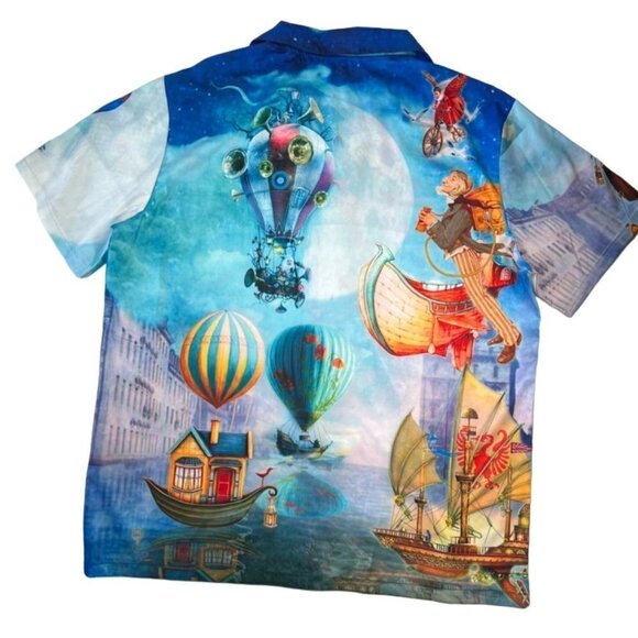 HHCY Mens Size XL Shirt Short Sleeve Bright Steampunk Aviators Vintage Travelers - Picture 4 of 12